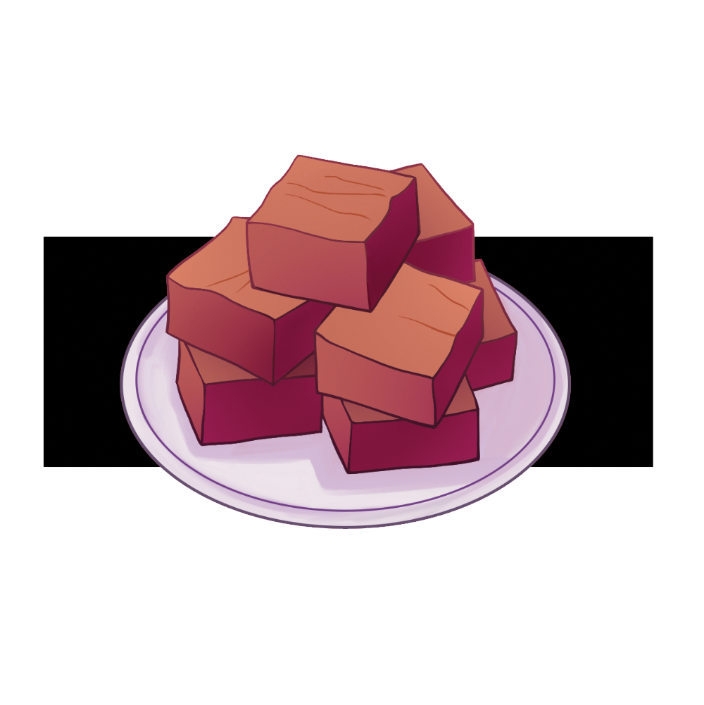  A plate of fudge bars on a black redaction bar.